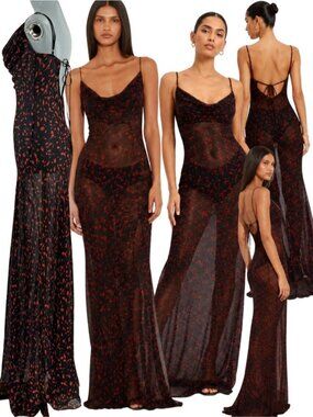 🆕 RAT & BOA 🧿 NWOT Valentina Magnolia Floral Sheer Dress, Cowl Neck -Sz S US 4